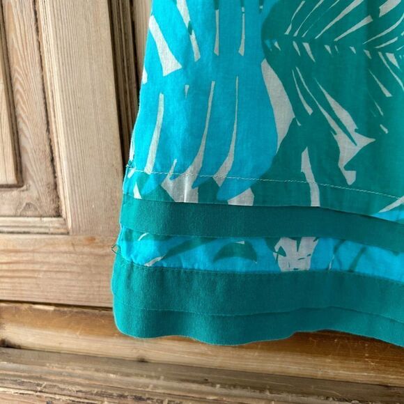 Ann Taylor LOFT Women's Size 2 Blue Green Cream Leaf Palm Print Skirt Lined - Picture 12 of 12